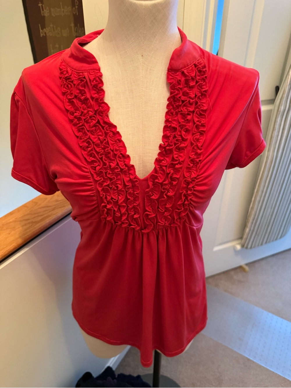 HeartSoul Red Ruffle V-Neck Blouse